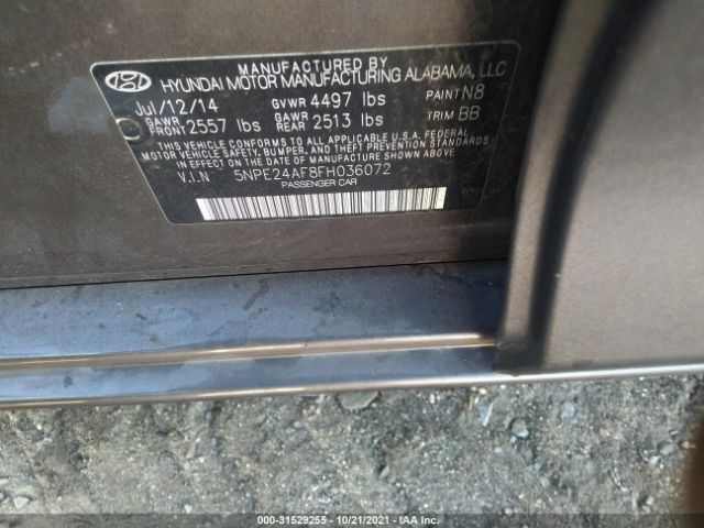 Photo 8 VIN: 5NPE24AF8FH036072 - HYUNDAI SONATA 