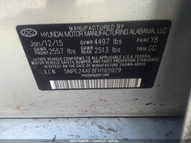 Photo 8 VIN: 5NPE24AF8FH165929 - HYUNDAI SONATA 