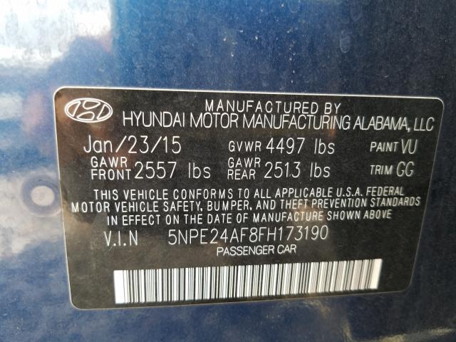 Photo 9 VIN: 5NPE24AF8FH173190 - HYUNDAI SONATA SE 