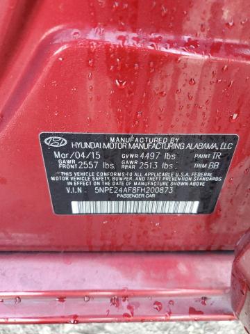 Photo 11 VIN: 5NPE24AF8FH200873 - HYUNDAI SONATA SE 