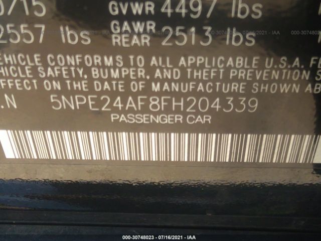 Photo 8 VIN: 5NPE24AF8FH204339 - HYUNDAI SONATA 