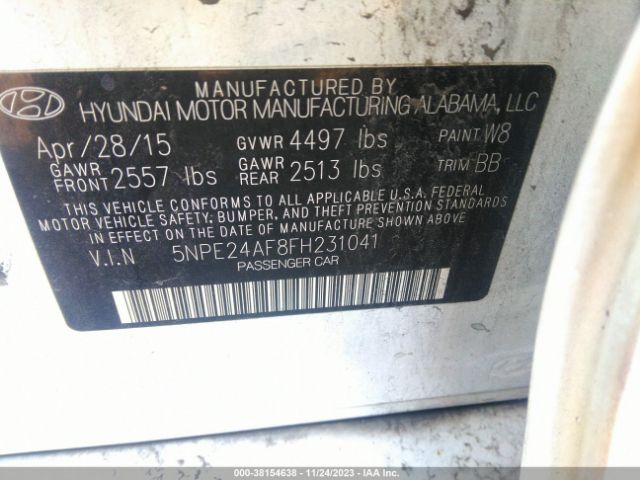 Photo 8 VIN: 5NPE24AF8FH231041 - HYUNDAI SONATA 