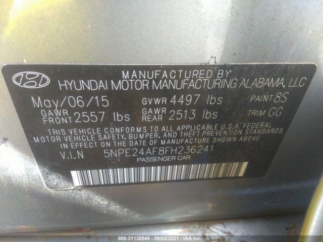 Photo 8 VIN: 5NPE24AF8FH236241 - HYUNDAI SONATA 