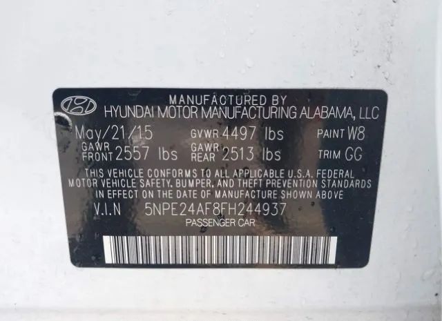 Photo 8 VIN: 5NPE24AF8FH244937 - HYUNDAI SONATA 