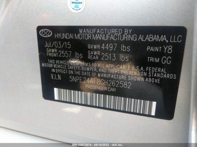 Photo 8 VIN: 5NPE24AF8GH262582 - HYUNDAI SONATA 