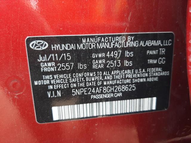 Photo 9 VIN: 5NPE24AF8GH268625 - HYUNDAI SONATA SE 