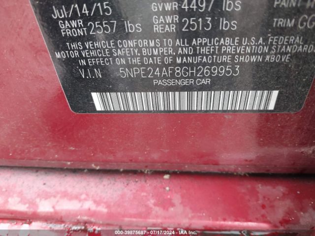 Photo 8 VIN: 5NPE24AF8GH269953 - HYUNDAI SONATA 