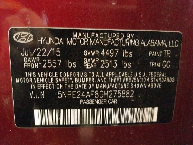 Photo 9 VIN: 5NPE24AF8GH275882 - HYUNDAI SONATA SE 