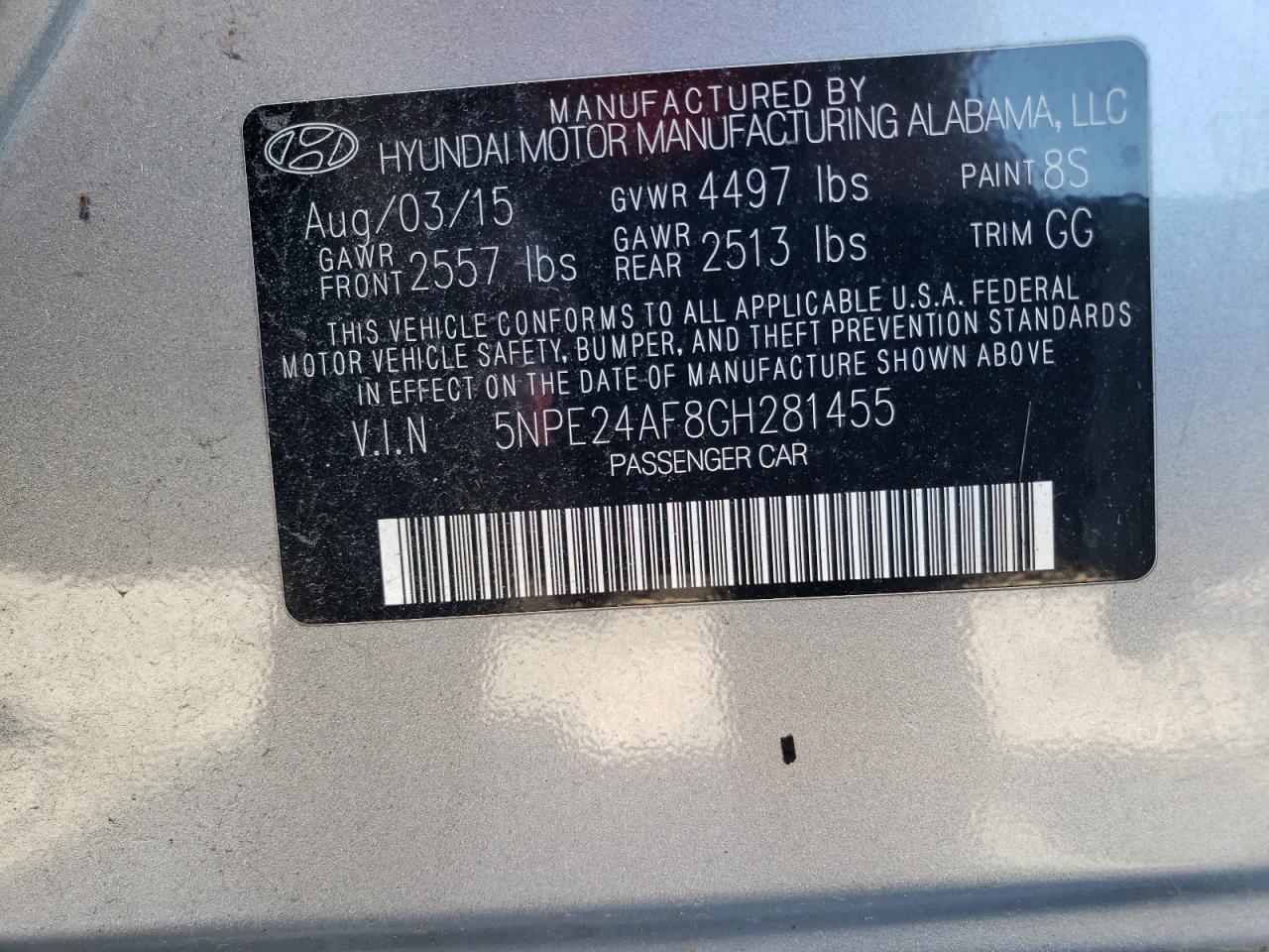 Photo 11 VIN: 5NPE24AF8GH281455 - HYUNDAI SONATA 