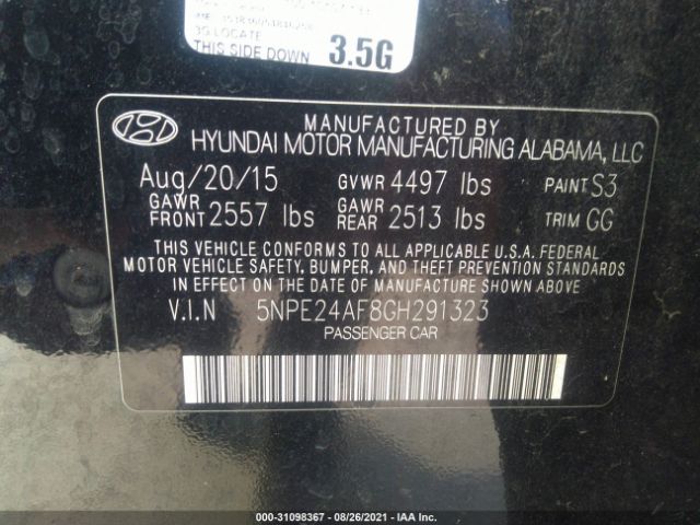 Photo 8 VIN: 5NPE24AF8GH291323 - HYUNDAI SONATA 