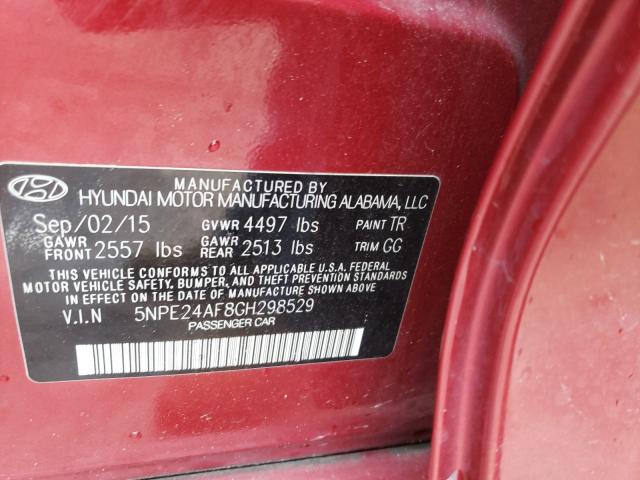 Photo 9 VIN: 5NPE24AF8GH298529 - HYUNDAI SONATA SE 