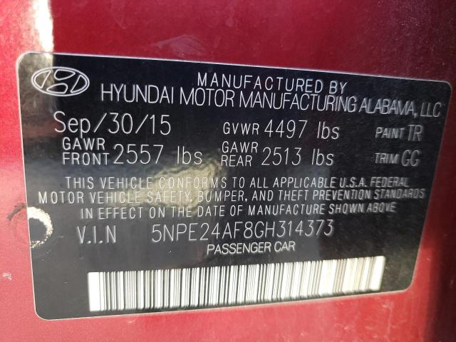 Photo 9 VIN: 5NPE24AF8GH314373 - HYUNDAI SONATA SE 