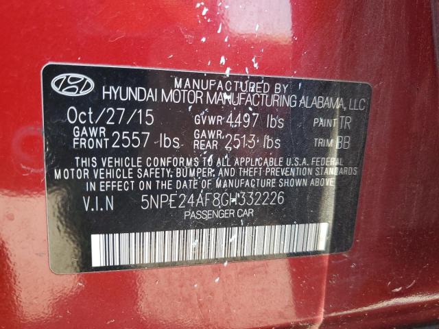 Photo 12 VIN: 5NPE24AF8GH332226 - HYUNDAI SONATA SE 