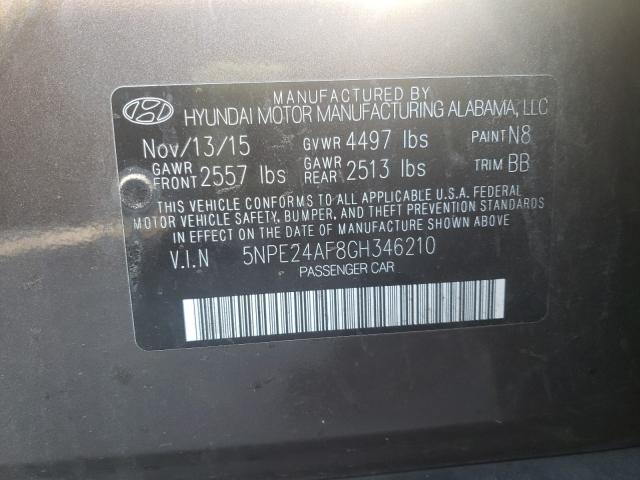 Photo 9 VIN: 5NPE24AF8GH346210 - HYUNDAI SONATA SE 