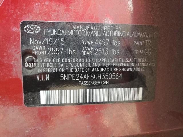 Photo 12 VIN: 5NPE24AF8GH350564 - HYUNDAI SONATA 