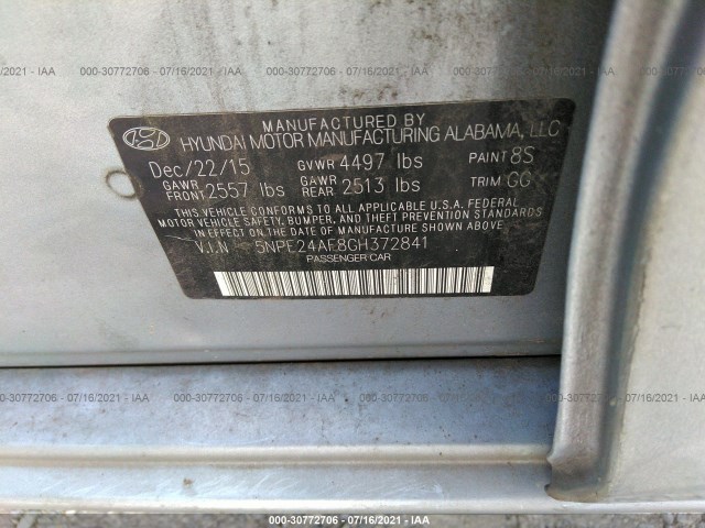 Photo 8 VIN: 5NPE24AF8GH372841 - HYUNDAI SONATA 