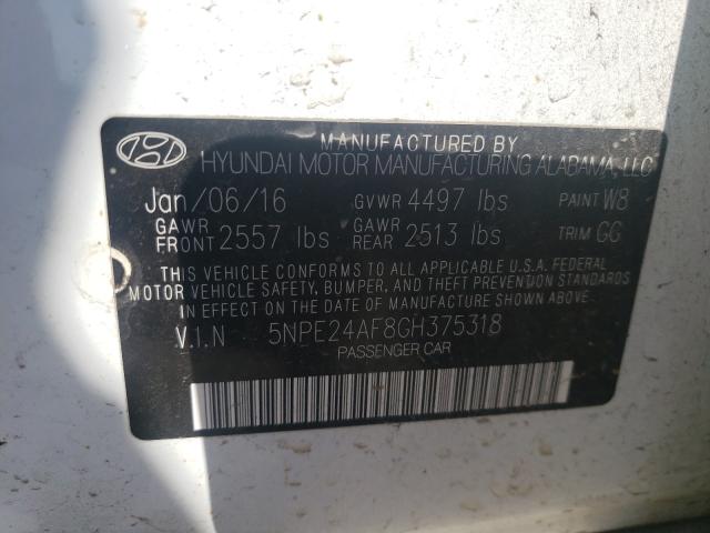 Photo 9 VIN: 5NPE24AF8GH375318 - HYUNDAI SONATA 