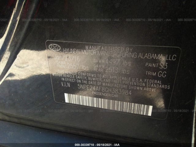 Photo 8 VIN: 5NPE24AF8GH383984 - HYUNDAI SONATA 