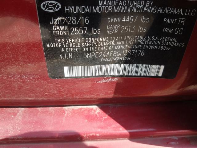 Photo 9 VIN: 5NPE24AF8GH387176 - HYUNDAI SONATA SE 