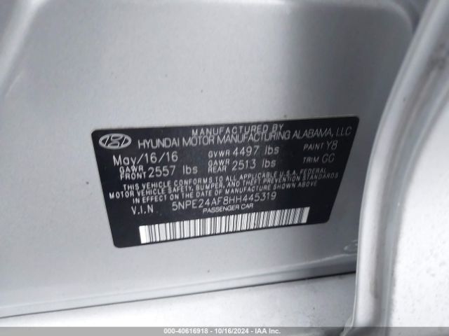 Photo 8 VIN: 5NPE24AF8HH445319 - HYUNDAI SONATA 