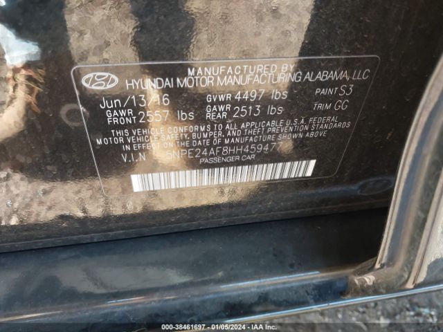 Photo 8 VIN: 5NPE24AF8HH459477 - HYUNDAI SONATA 