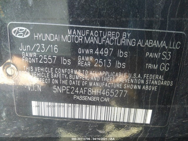 Photo 8 VIN: 5NPE24AF8HH465277 - HYUNDAI SONATA 