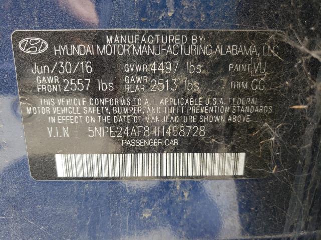 Photo 9 VIN: 5NPE24AF8HH468728 - HYUNDAI SONATA SE 