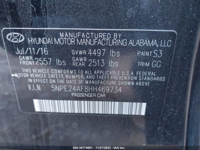 Photo 8 VIN: 5NPE24AF8HH469734 - HYUNDAI SONATA 