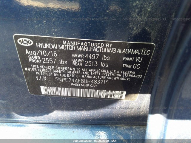 Photo 8 VIN: 5NPE24AF8HH483715 - HYUNDAI SONATA 