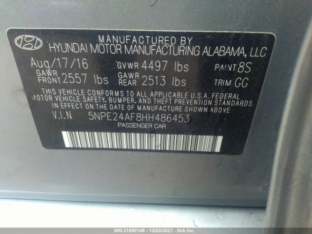 Photo 8 VIN: 5NPE24AF8HH486453 - HYUNDAI SONATA 