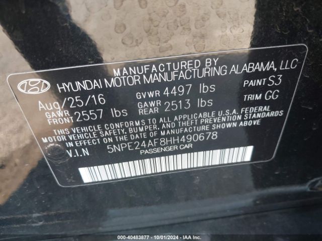 Photo 8 VIN: 5NPE24AF8HH490678 - HYUNDAI SONATA 