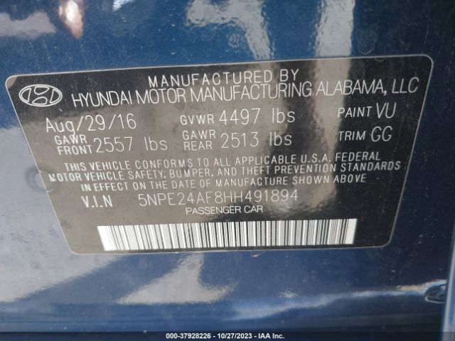 Photo 8 VIN: 5NPE24AF8HH491894 - HYUNDAI SONATA 