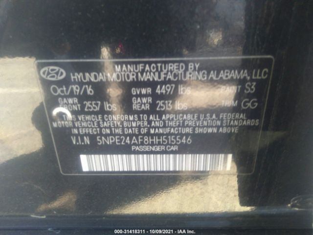 Photo 8 VIN: 5NPE24AF8HH515546 - HYUNDAI SONATA 