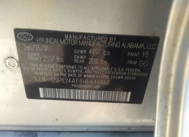 Photo 8 VIN: 5NPE24AF8HH546862 - HYUNDAI SONATA 