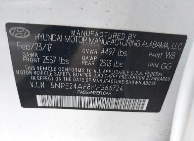 Photo 8 VIN: 5NPE24AF8HH566724 - HYUNDAI SONATA 