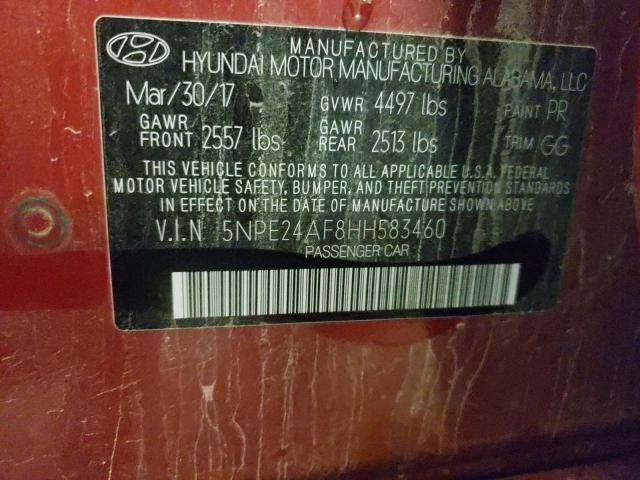 Photo 12 VIN: 5NPE24AF8HH583460 - HYUNDAI SONATA 