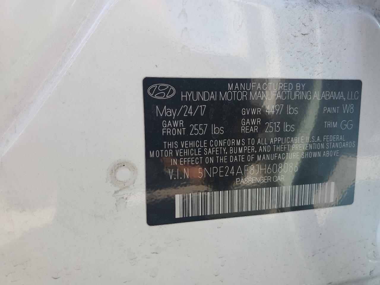 Photo 11 VIN: 5NPE24AF8JH608086 - HYUNDAI SONATA 