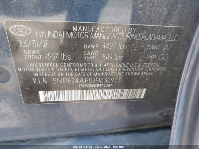 Photo 8 VIN: 5NPE24AF8JH632923 - HYUNDAI SONATA 