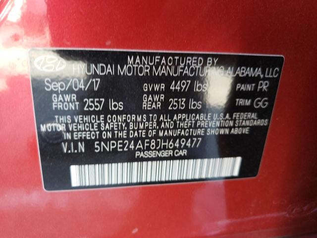 Photo 9 VIN: 5NPE24AF8JH649477 - HYUNDAI SONATA SE 