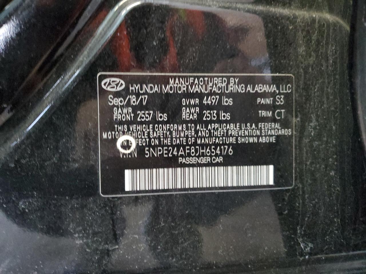 Photo 12 VIN: 5NPE24AF8JH654176 - HYUNDAI SONATA 