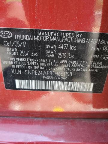 Photo 11 VIN: 5NPE24AF8JH661158 - HYUNDAI SONATA SE 