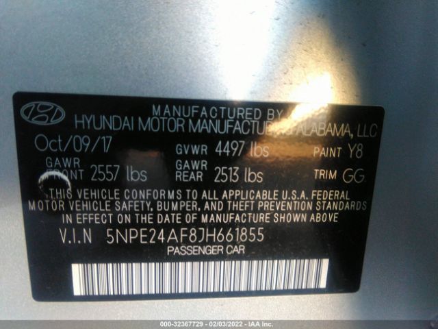 Photo 8 VIN: 5NPE24AF8JH661855 - HYUNDAI SONATA 