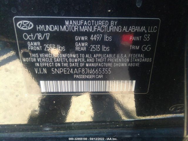 Photo 8 VIN: 5NPE24AF8JH665355 - HYUNDAI SONATA 