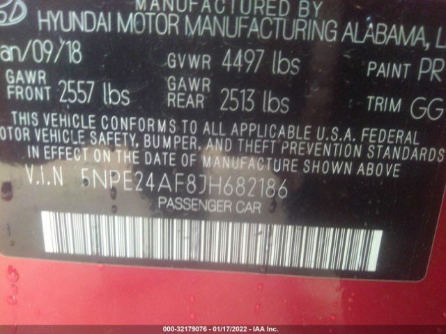 Photo 8 VIN: 5NPE24AF8JH682186 - HYUNDAI SONATA 