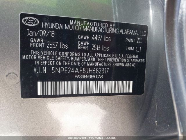 Photo 8 VIN: 5NPE24AF8JH682317 - HYUNDAI SONATA 