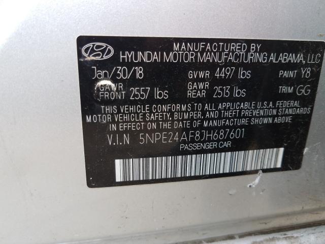 Photo 9 VIN: 5NPE24AF8JH687601 - HYUNDAI SONATA SE 