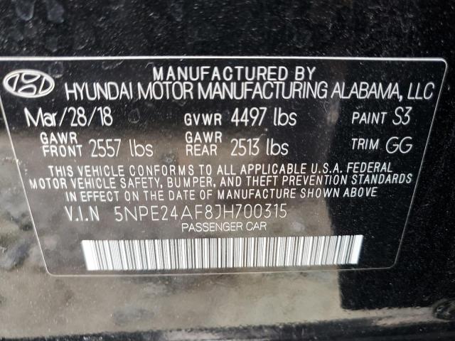 Photo 11 VIN: 5NPE24AF8JH700315 - HYUNDAI SONATA SE 