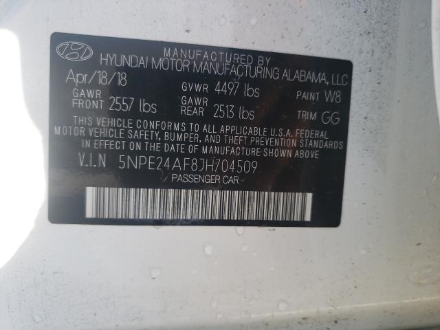 Photo 9 VIN: 5NPE24AF8JH704509 - HYUNDAI SONATA SE 