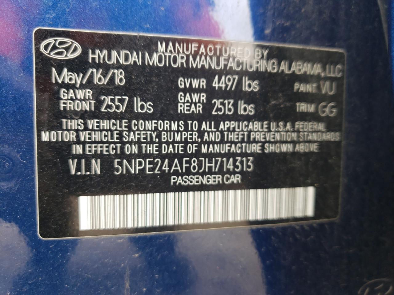 Photo 12 VIN: 5NPE24AF8JH714313 - HYUNDAI SONATA 