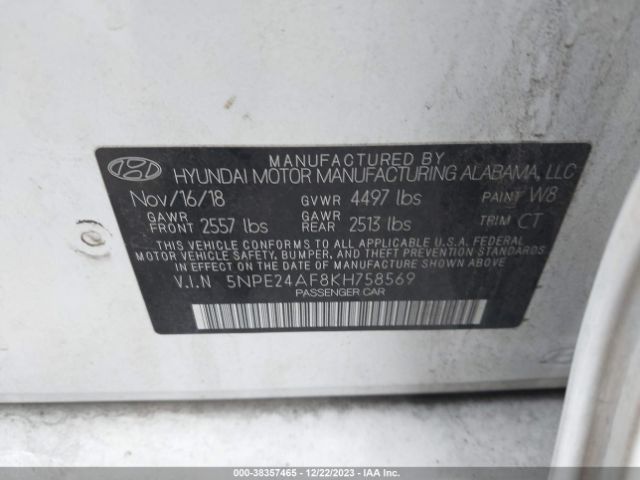 Photo 8 VIN: 5NPE24AF8KH758569 - HYUNDAI SONATA 